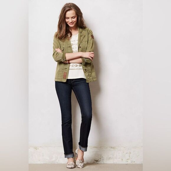 Paige Hidden Hills Straight Jeans Anthropologie Dark Blue Wash Denim Size 26 - Picture 3 of 13